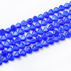 Roayl Blue Cats Eye Through-drilled Smooth Puffy Hearts, Approx 6mm, 38cm/strand