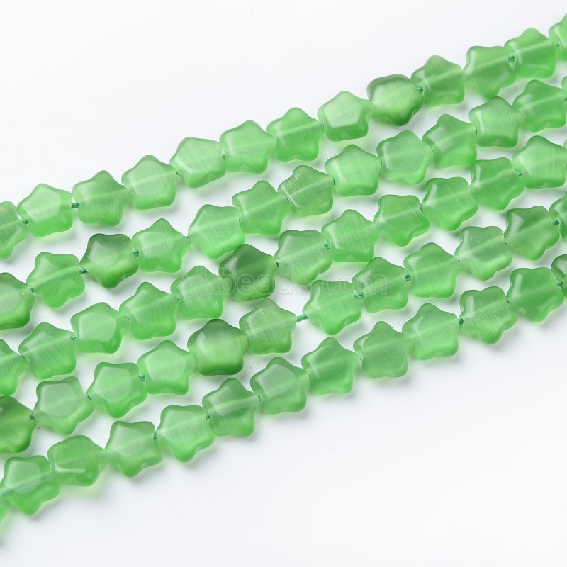 Cats Eye Puffy Stars, Approx 10mm, 38cm/strand