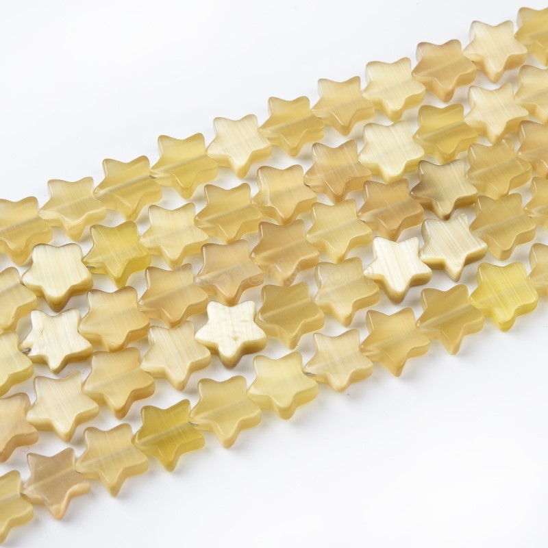 Cats Eye Flat Stars, Approx 10mm, 38cm/strand