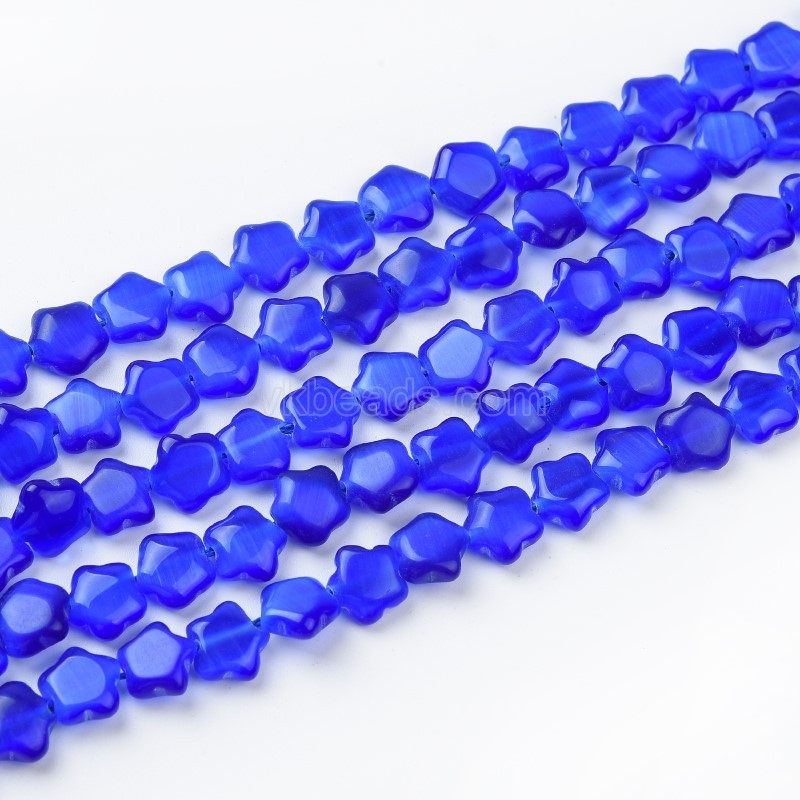 Cats Eye Puffy Stars, Approx 10mm, 38cm/strand