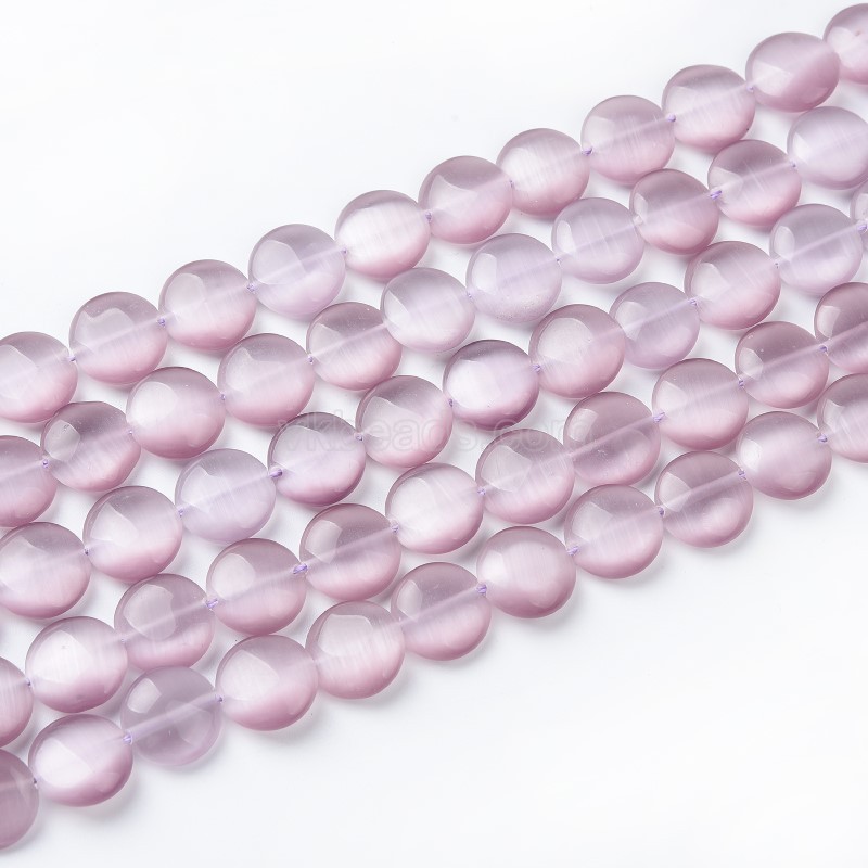 Cats Eye Smooth Coins, Approx 12mm, 38cm/strand