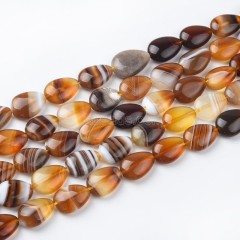 Brown Lace Agate/Banded Agate Smooth Puffy Flat Drops, Approx 10x14mm, 38cm/strand