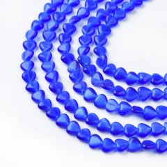 Roayl Blue Cats Eye Through-drilled Smooth Puffy Hearts, Approx 6mm, 38cm/strand