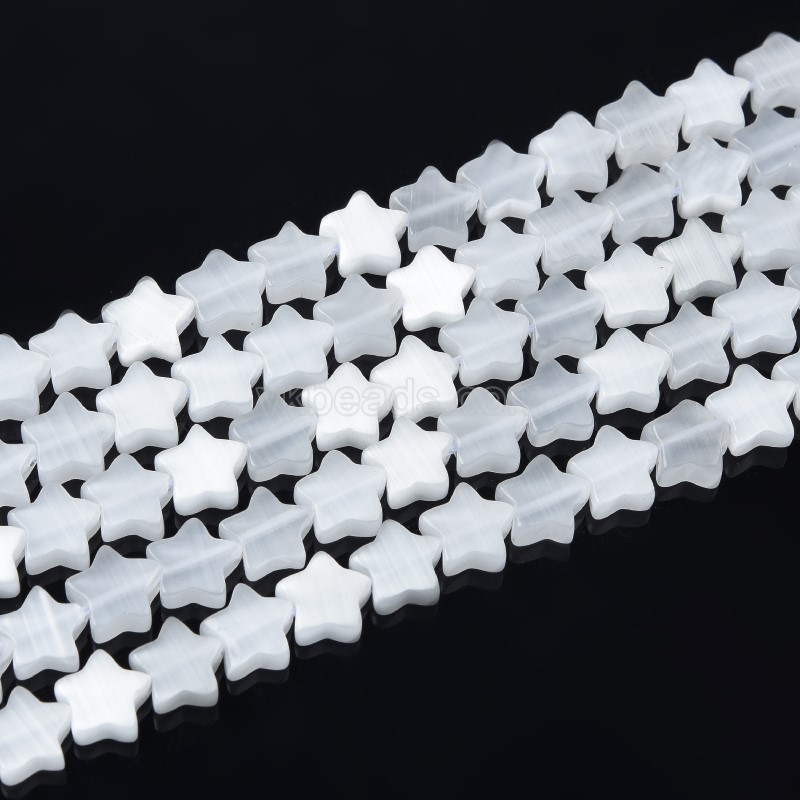 Cats Eye Flat Stars, Approx 10mm, 38cm/strand