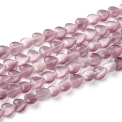 Cats Eye Through-drilled Smooth Puffy Hearts, Approx 8mm, 38cm/strand