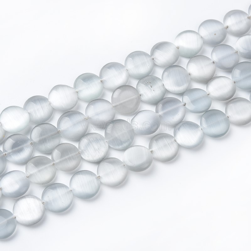 Cats Eye Smooth Coins, Approx 12mm, 38cm/strand