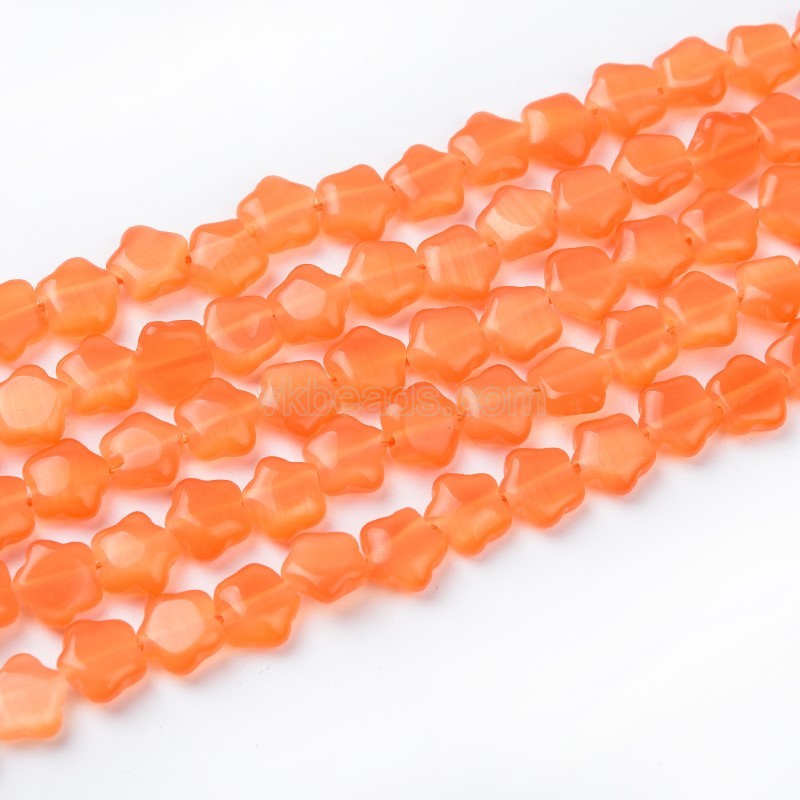 Cats Eye Puffy Stars, Approx 10mm, 38cm/strand