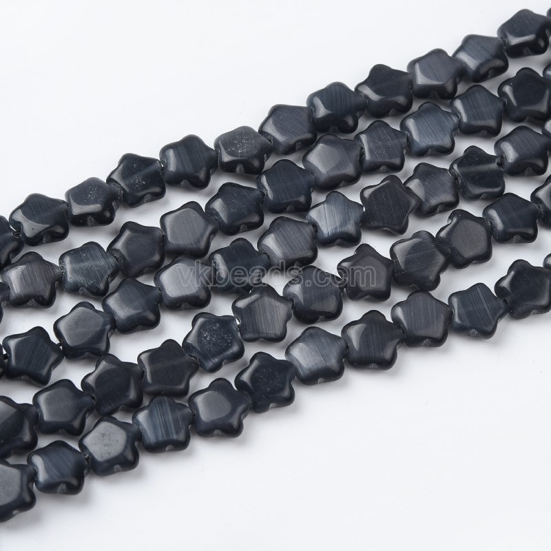 Cats Eye Puffy Stars, Approx 10mm, 38cm/strand