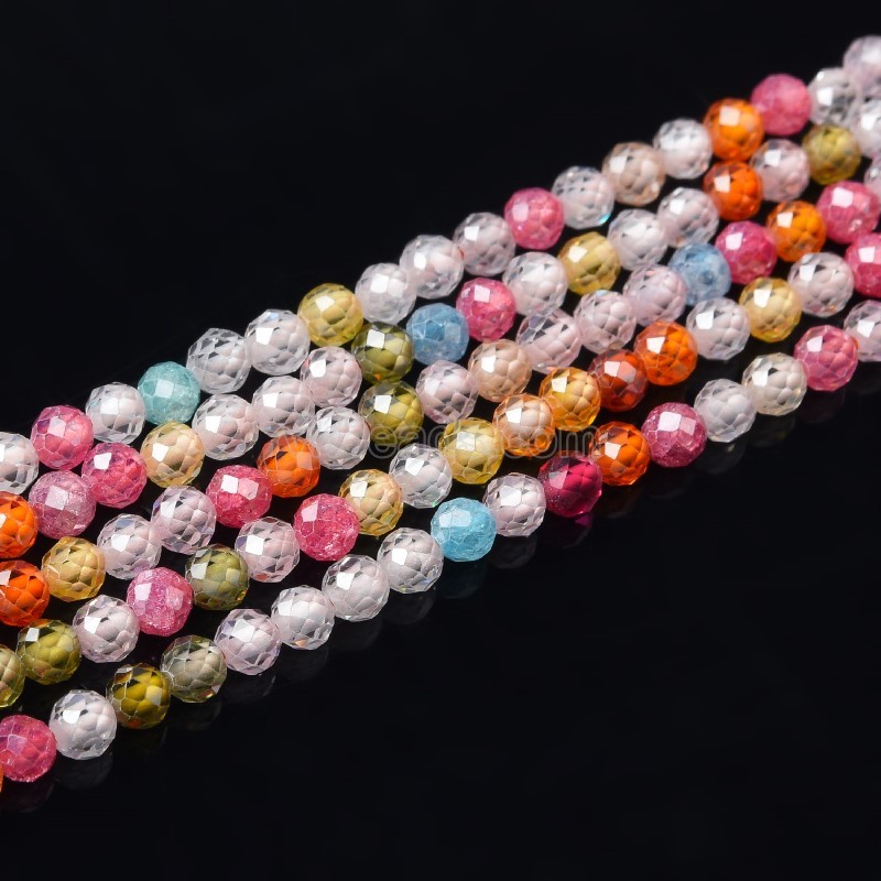 New Multicolor Cubic Zirconia Faceted Rounds, Approx 2-5mm, 37-37.5cm/strand