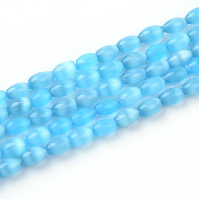 Cats Eye Smooth Rice Beads, Approx 4x6mm, 38cm/strand