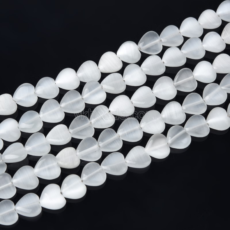 Cats Eye Smooth Puffy Hearts, Approx 10mm, 38cm/strand