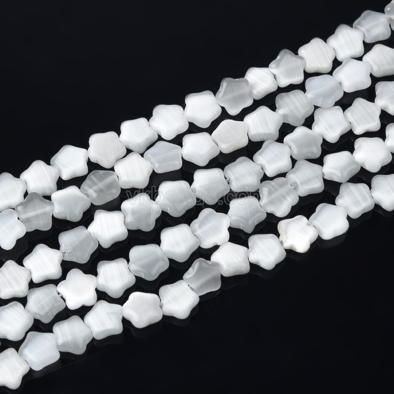 Cats Eye Puffy Stars, Approx 10mm, 38cm/strand
