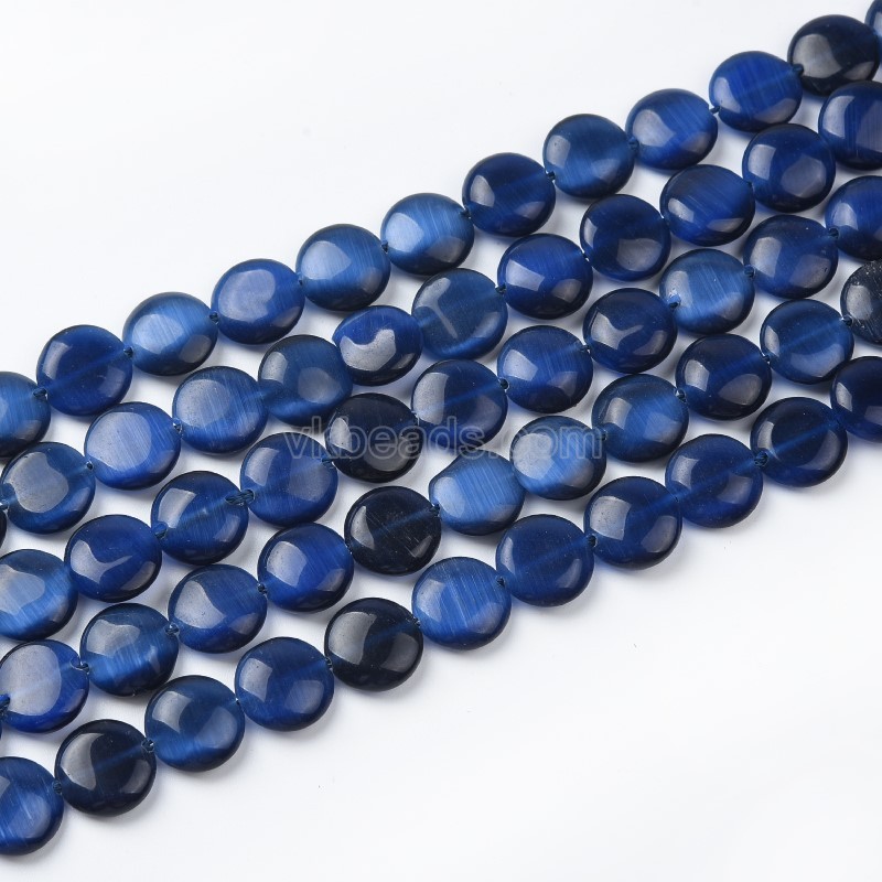 Cats Eye Smooth Coins, Approx 12mm, 38cm/strand