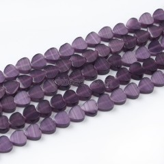 Cats Eye Through-drilled Flat Hearts, Approx 6mm, 38cm/strand