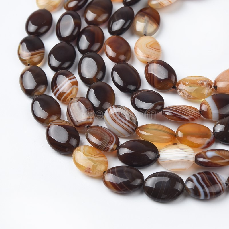 Brown Lace Agate/Banded Agate Smooth Puffy Ovals, Approx 10x14mm, 38cm/strand