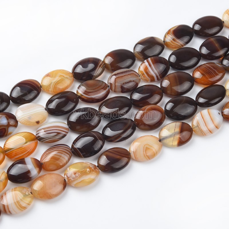 Brown Lace Agate/Banded Agate Smooth Puffy Ovals, Approx 10x14mm, 38cm/strand