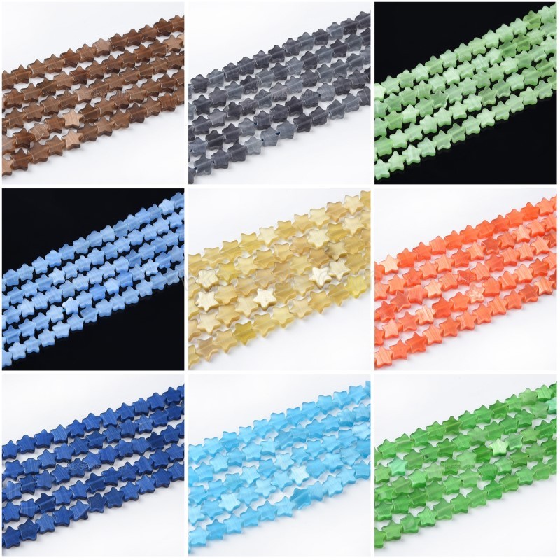 Cats Eye Flat Stars, Approx 10mm, 38cm/strand
