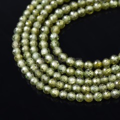 Light Olive Cubic Zirconia Faceted Rounds, Approx 2-5mm, 37-37.5cm/strand