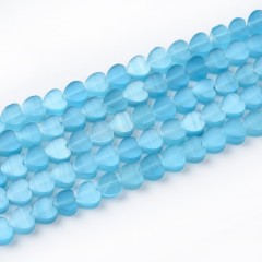 Cats Eye Through-drilled Flat Hearts, Approx 6mm, 38cm/strand