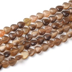 Cats Eye Through-drilled Smooth Puffy Hearts, Approx 8mm, 38cm/strand