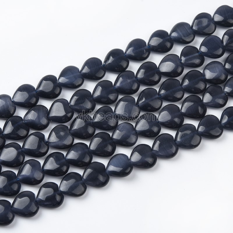 Cats Eye Smooth Puffy Hearts, Approx 10mm, 38cm/strand