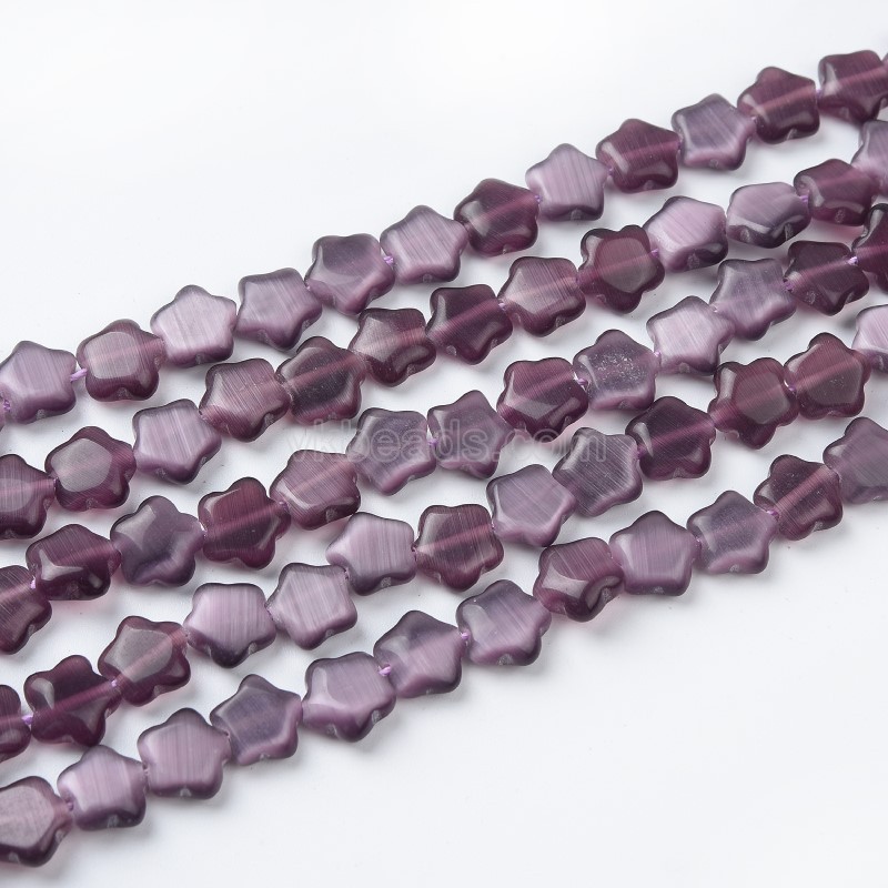 Cats Eye Puffy Stars, Approx 10mm, 38cm/strand
