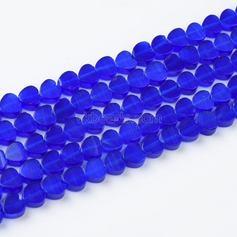 Cats Eye Through-drilled Flat Hearts, Approx 6mm, 38cm/strand