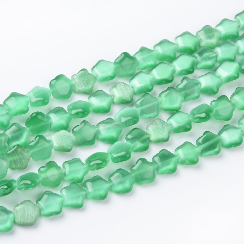 Cats Eye Puffy Stars, Approx 10mm, 38cm/strand