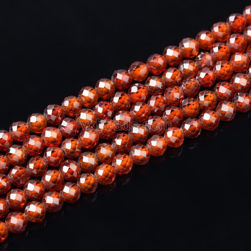 Middle Garnet Red Cubic Zirconia Faceted Rounds, Approx 2-5mm, 37-37.5cm/strand
