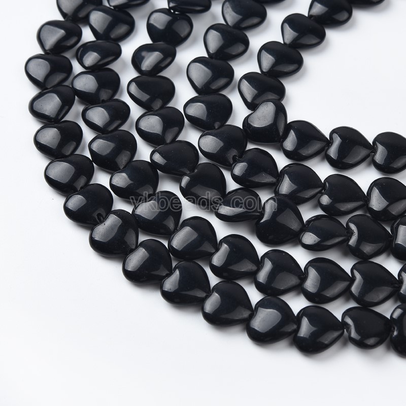 Black/Beige Cats Eye Through-drilled Smooth Puffy Hearts, Approx 12mm, 38cm/strand