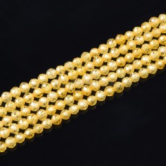 Light Golden Yellow Cubic Zirconia Faceted Rounds, Approx 2-5mm, 37-37.5cm/strand