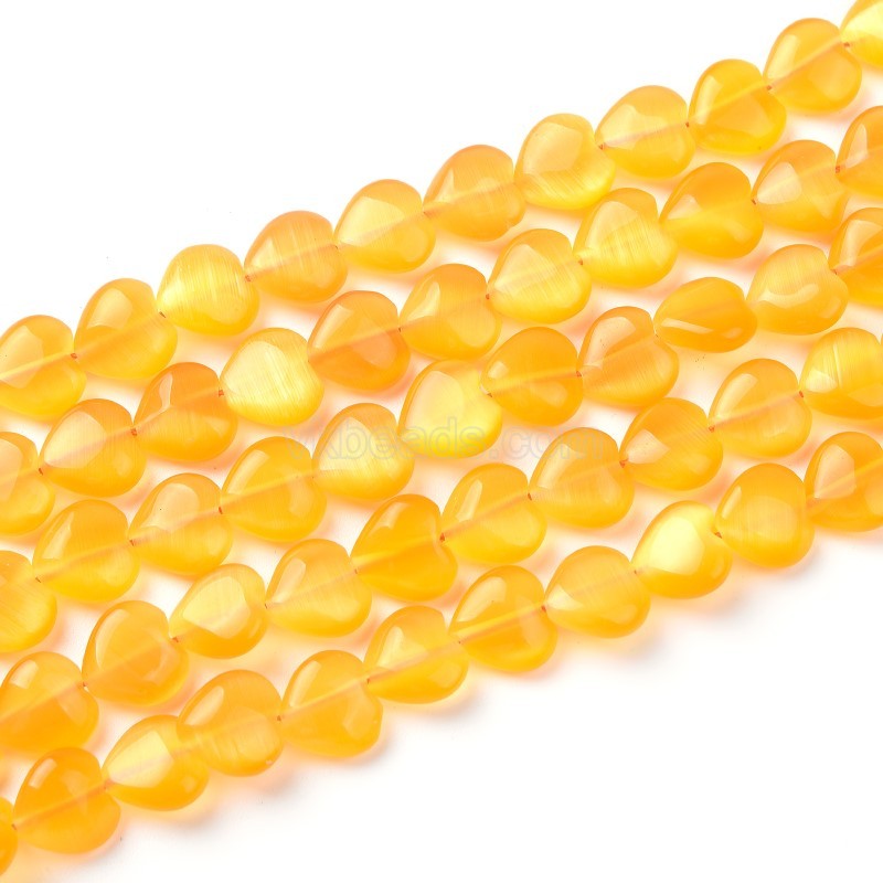 Cats Eye Smooth Puffy Hearts, Approx 10mm, 38cm/strand