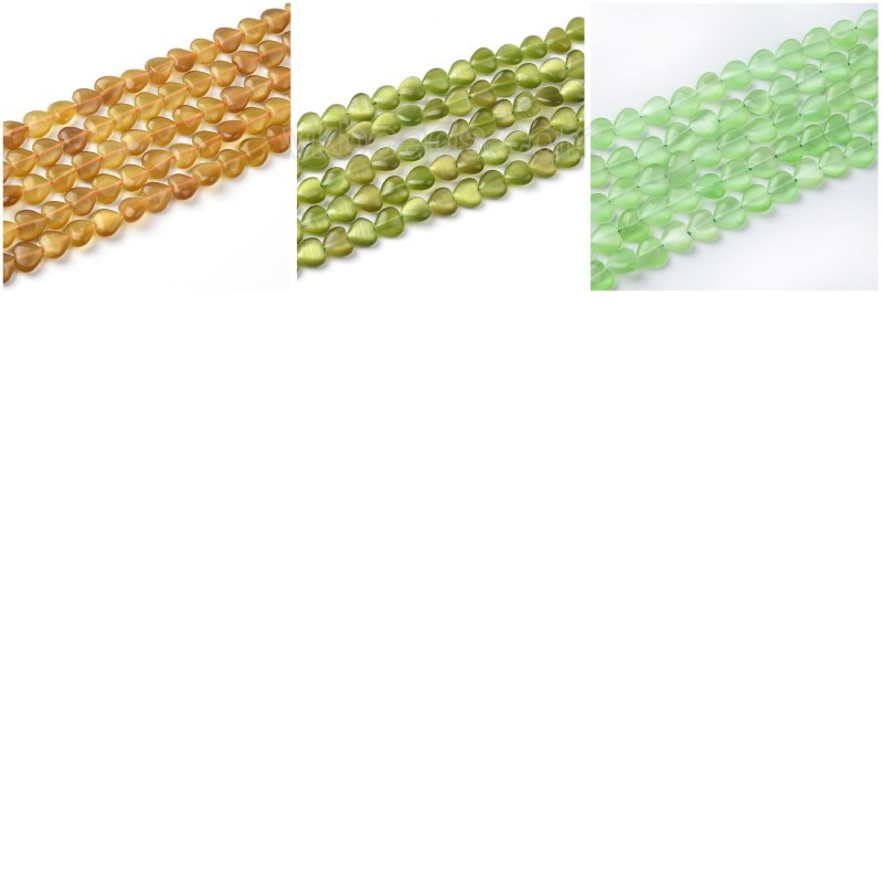 Cats Eye Through-drilled Smooth Puffy Hearts, Approx 8mm, 38cm/strand