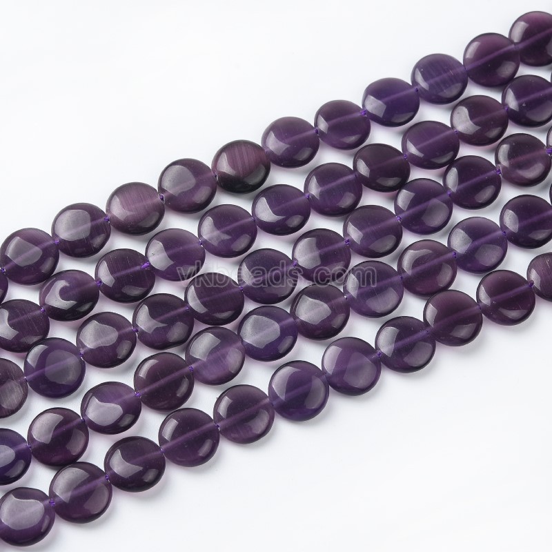 Cats Eye Smooth Coins, Approx 12mm, 38cm/strand