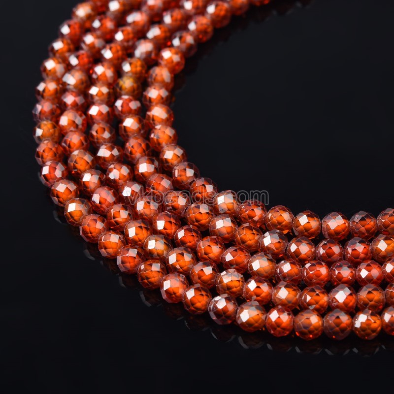 Middle Garnet Red Cubic Zirconia Faceted Rounds, Approx 2-5mm, 37-37.5cm/strand