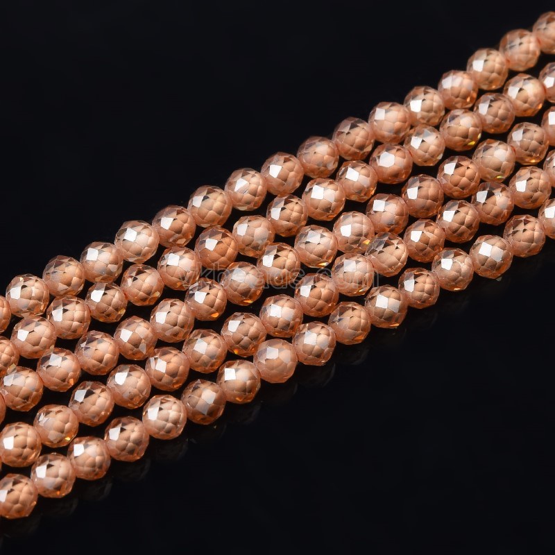 Dark Champagne Cubic Zirconia Faceted Rounds, Approx 2-5mm, 37-37.5cm/strand