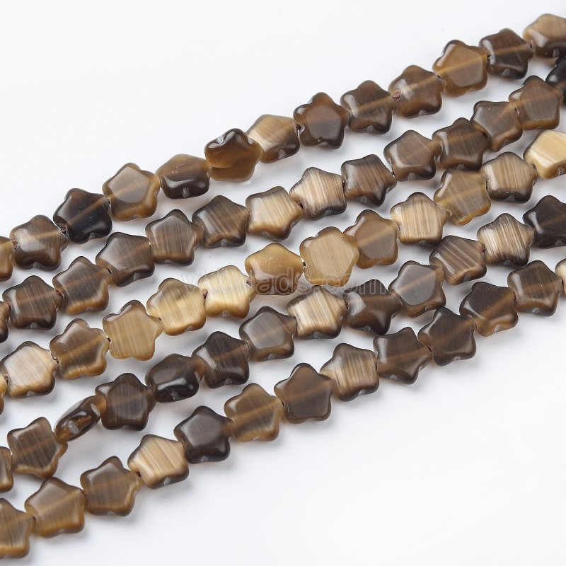 Cats Eye Puffy Stars, Approx 10mm, 38cm/strand
