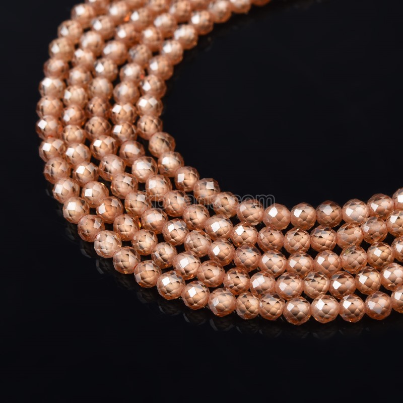 Dark Champagne Cubic Zirconia Faceted Rounds, Approx 2-5mm, 37-37.5cm/strand