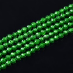 Dark Green Cubic Zirconia Faceted Rounds, Approx 2-5mm, 38cm/strand