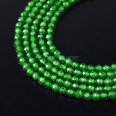 Dark Green Cubic Zirconia Faceted Rounds, Approx 2-5mm, 38cm/strand