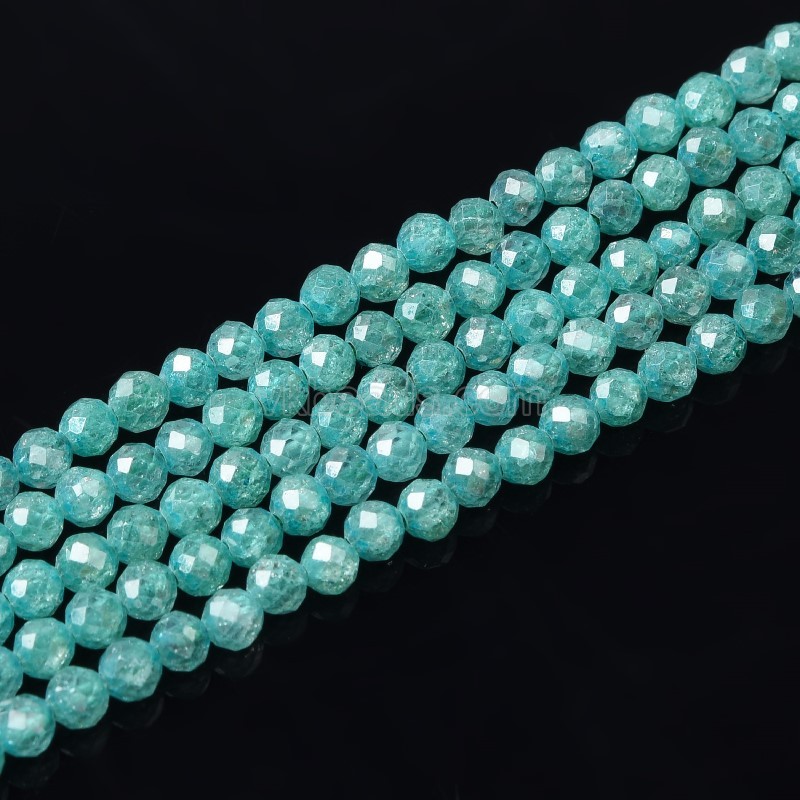Dark Cyan Cubic Zirconia Faceted Rounds, Approx 2-5mm, 38cm/strand