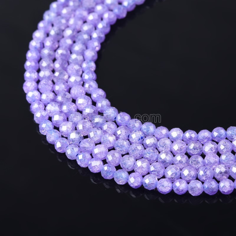 Dark Violet Cubic Zirconia Faceted Rounds, Approx 2-5mm, 38cm/strand