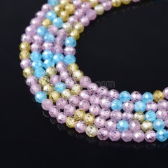 Multicolor Cubic Zirconia Faceted Rounds, Approx 2-5mm, 38cm/strand