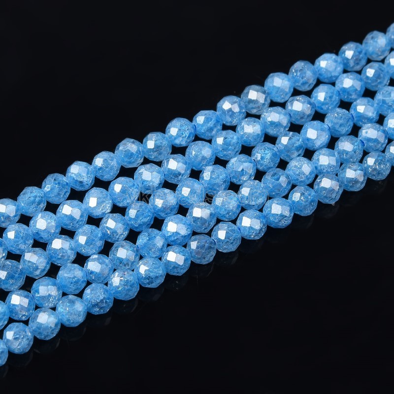Light Blue Sage Cubic Zirconia Faceted Rounds, Approx 2-5mm, 38cm/strand