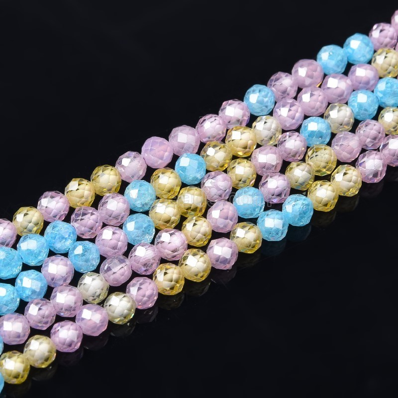 Multicolor Cubic Zirconia Faceted Rounds, Approx 2-5mm, 38cm/strand