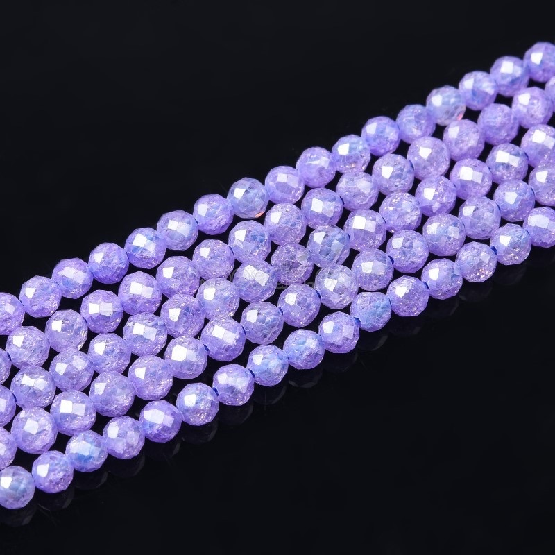Dark Violet Cubic Zirconia Faceted Rounds, Approx 2-5mm, 38cm/strand