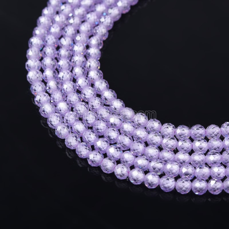 Light Violet Cubic Zirconia Faceted Rounds, Approx 2-5mm, 38cm/strand