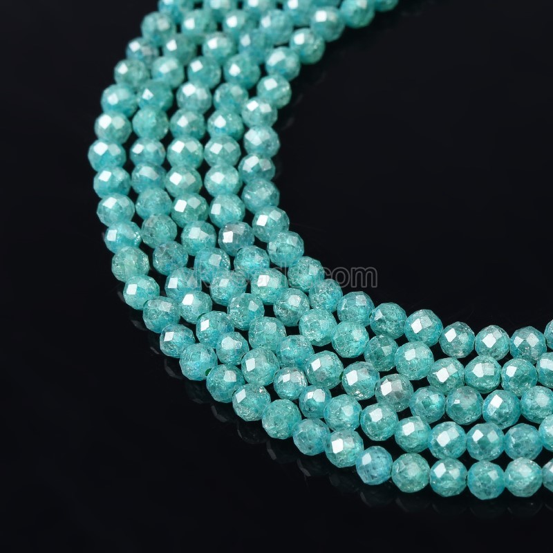Dark Cyan Cubic Zirconia Faceted Rounds, Approx 2-5mm, 38cm/strand