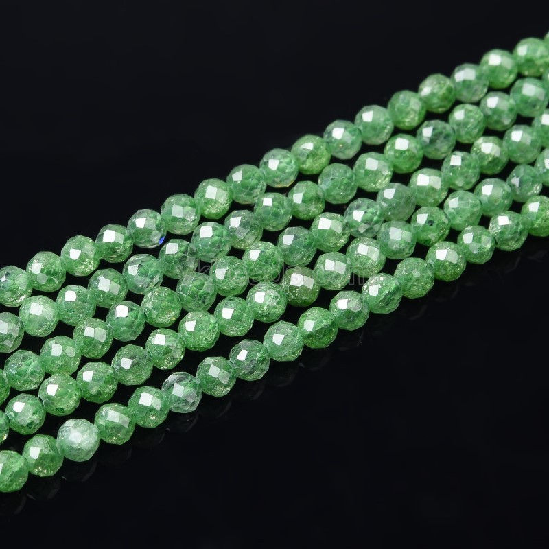 Beryl Cubic Zirconia Faceted Rounds, Approx 2-5mm, 38cm/strand