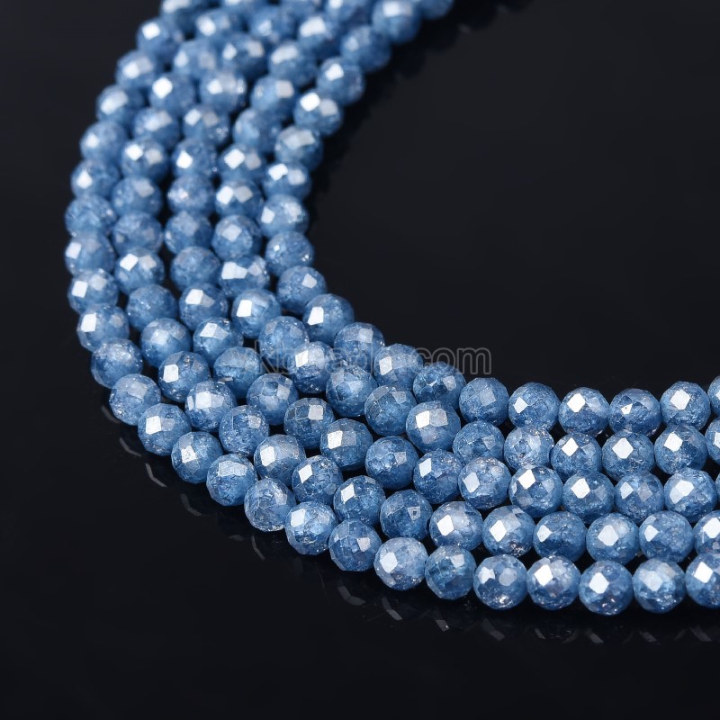 Tanzanite Blue Cubic Zirconia Faceted Rounds, Approx 2-5mm, 38cm/strand